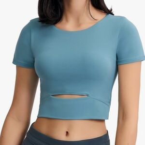 Barre Perfect Katrina Second Skin Athletic Crop Top Blue - Sz: M